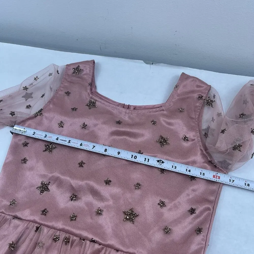 Joyfolie Mia Joy Layla Dress Girls 14 Rose Petal Pink Gold Sequin Stars NWT